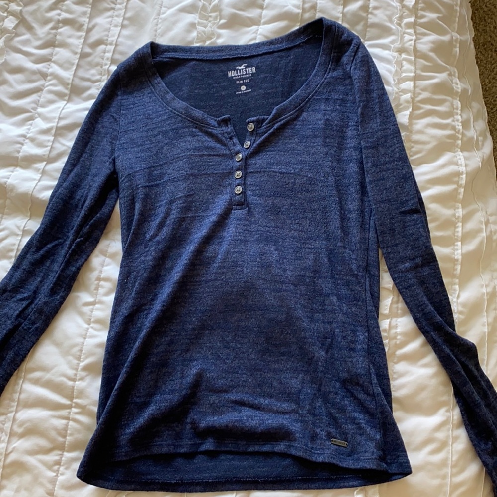 Navy blue bling sleeve shirt